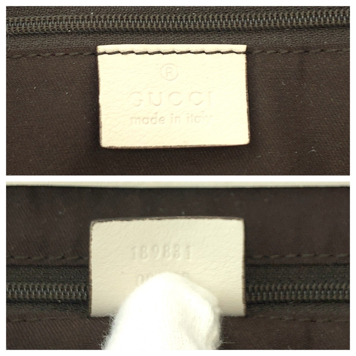 GUCCI Tote Bag 189831 GG canvas Beige White Gold Metal Abbey