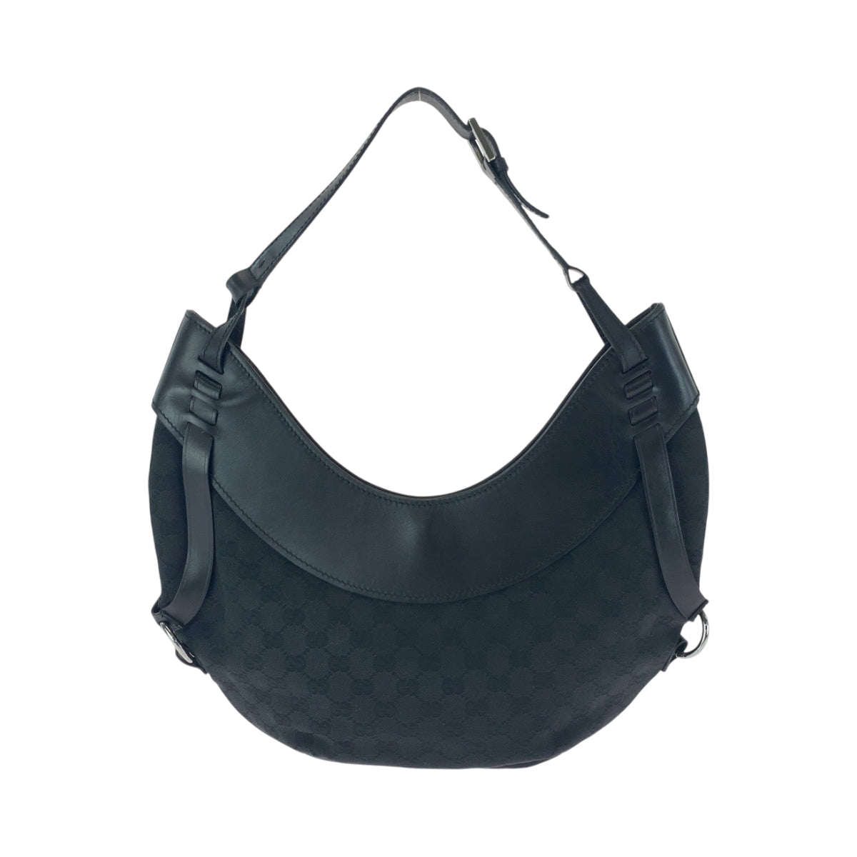 GUCCI Shoulder Bag 106250 GG canvas Black SilverMetal Hobo Shoulder Bag Women