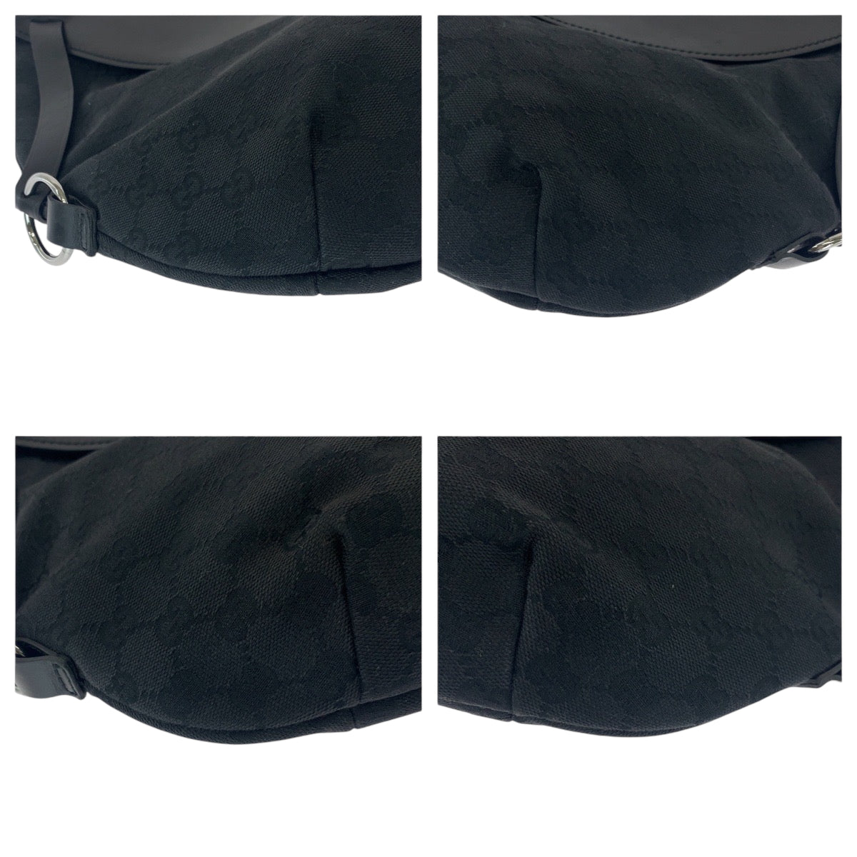 GUCCI Shoulder Bag 106250 GG canvas Black SilverMetal Hobo Shoulder Bag Women