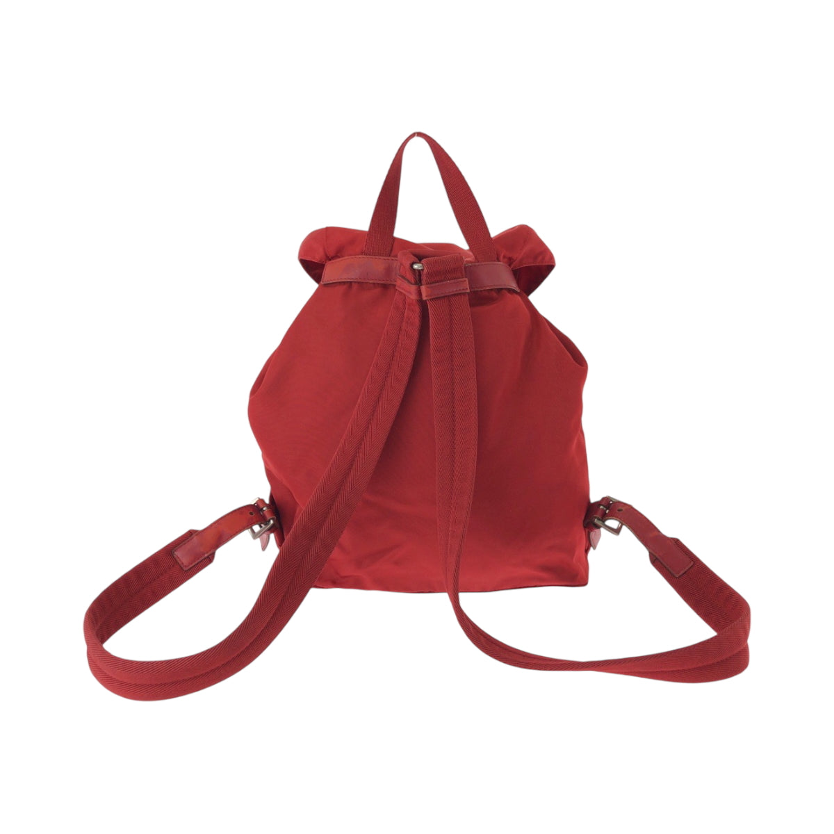 PRADA Backpack B4650 Nylon Red Silver Metal Rucksack Backpack Test Triangle With logo Women