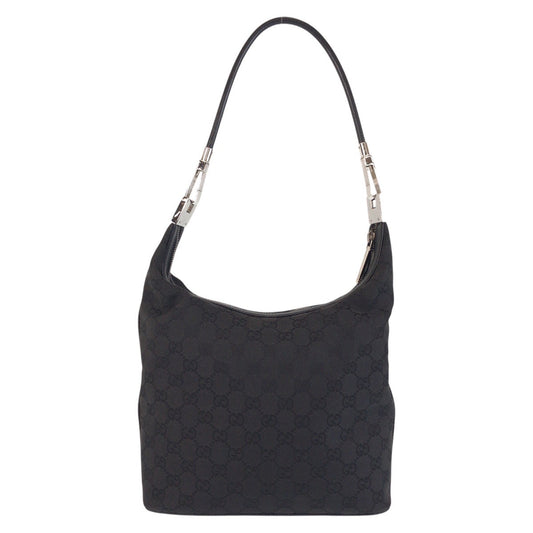 GUCCI Shoulder Bag 01234 GG canvas, leather Black black Women