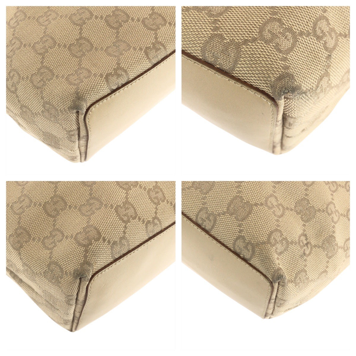 GUCCI Tote Bag 31244 GG canvas, leather Beige Brown SilverMetal Tote Bag Shoulder Bag Women