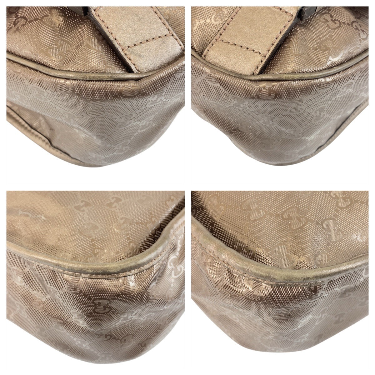 GUCCI Shoulder Bag 201732 PVC Metallic Brown SilverMetal Shoulder Bag Messenger bag GG implementation Women