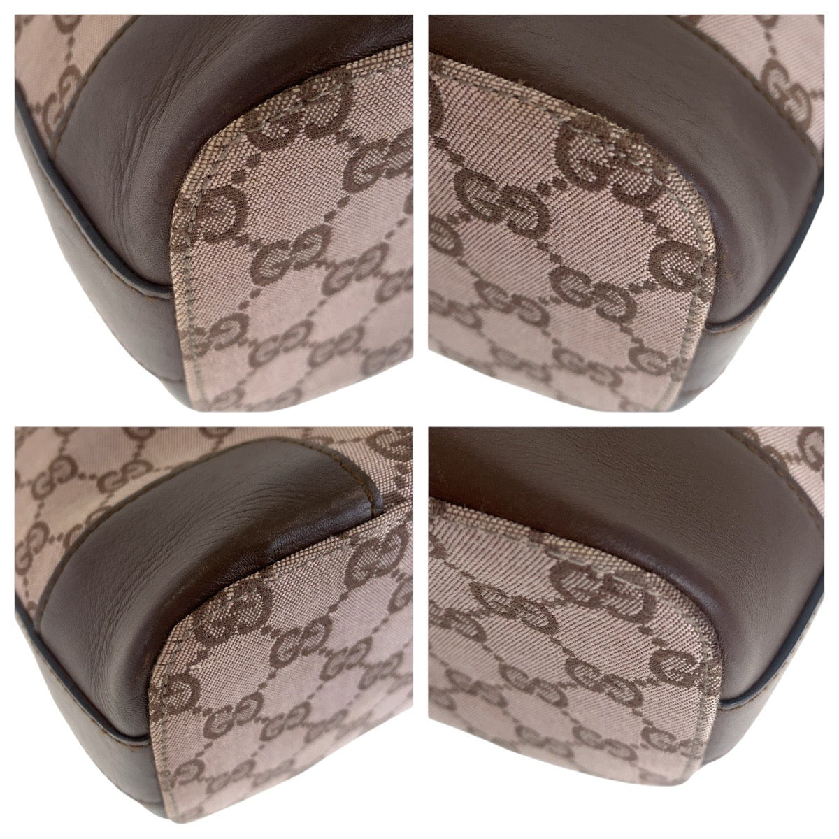 GUCCI Shoulder Bag 001 4204 GG canvas, leather Brown Pink Beige Gold Metal Women