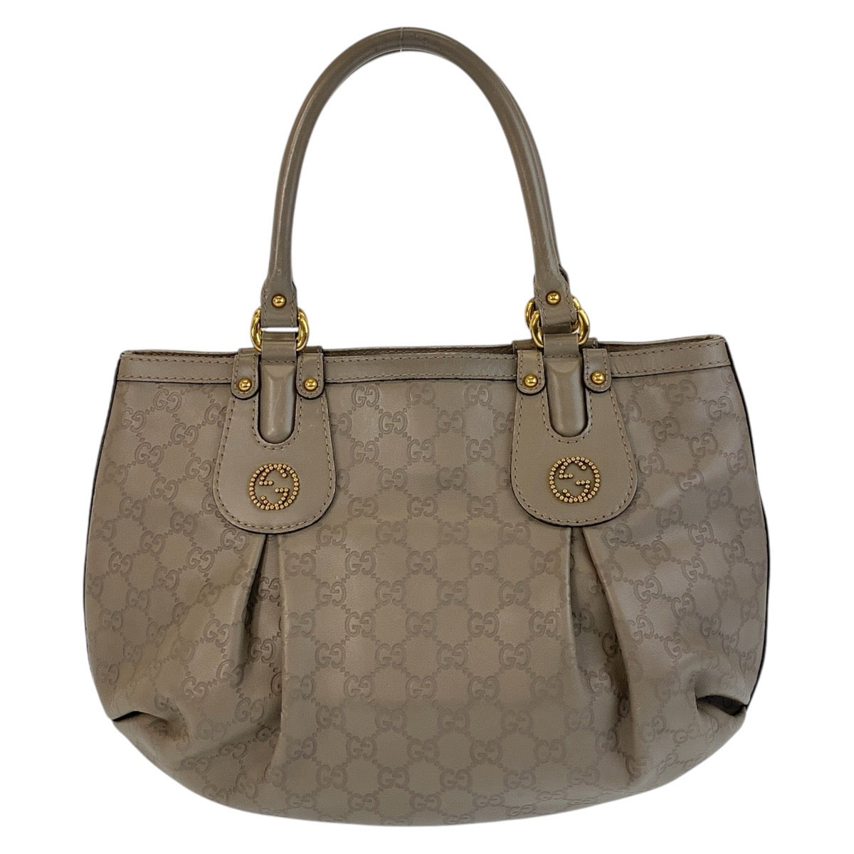 GUCCI Tote Bag 269953 leather Greige Gold Metal Scarlet Guccissima