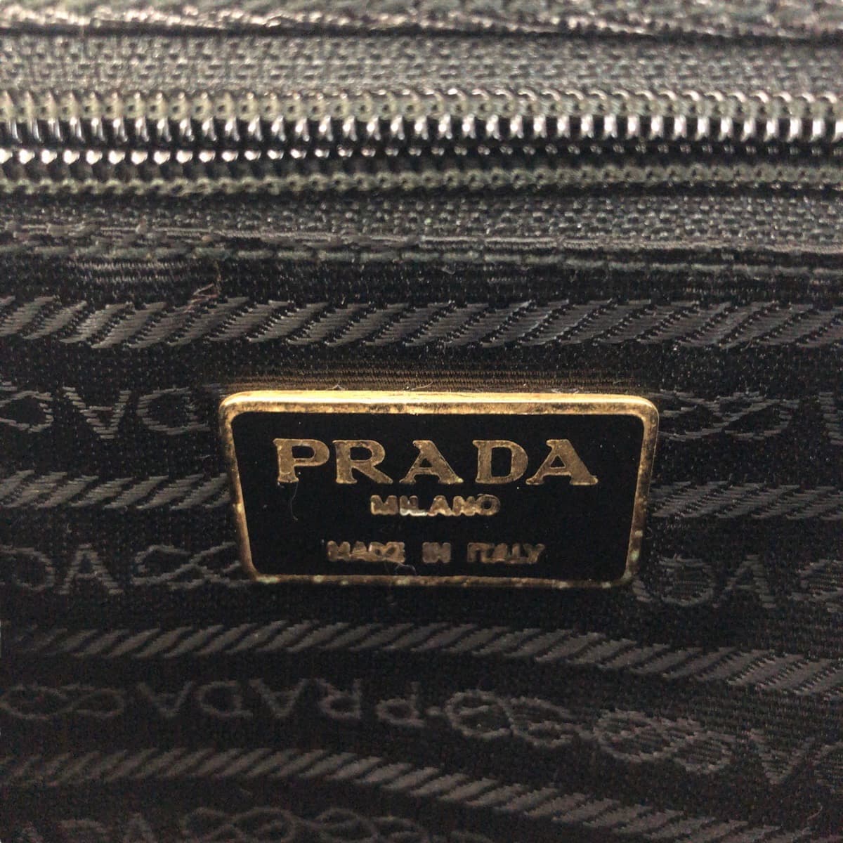 PRADA business bag leather Black GoldMetal business bag clutch bag Safiano logo Women
