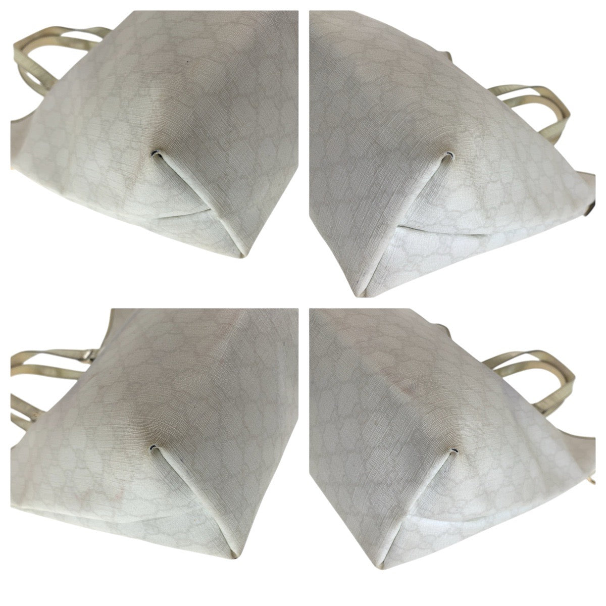 GUCCI Tote Bag 189896 GG Supreme Canvas White gold