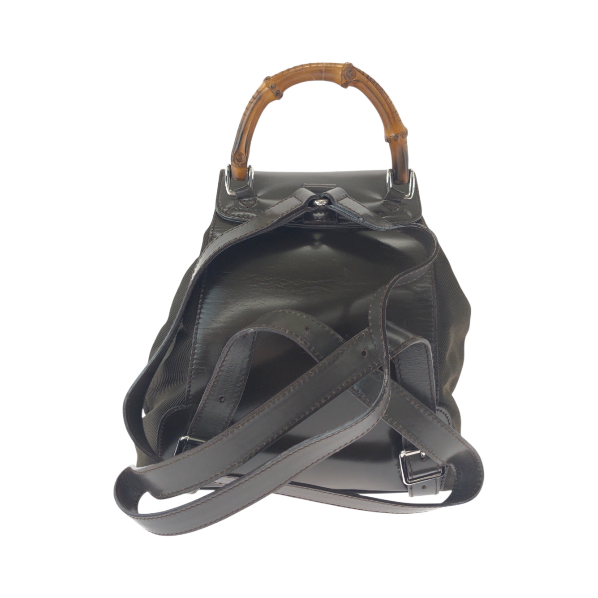 GUCCI Backpack 003 2058 Nylon Khaki Brown SilverMetal Backpack Backpack Bamboo Old Gucci Women