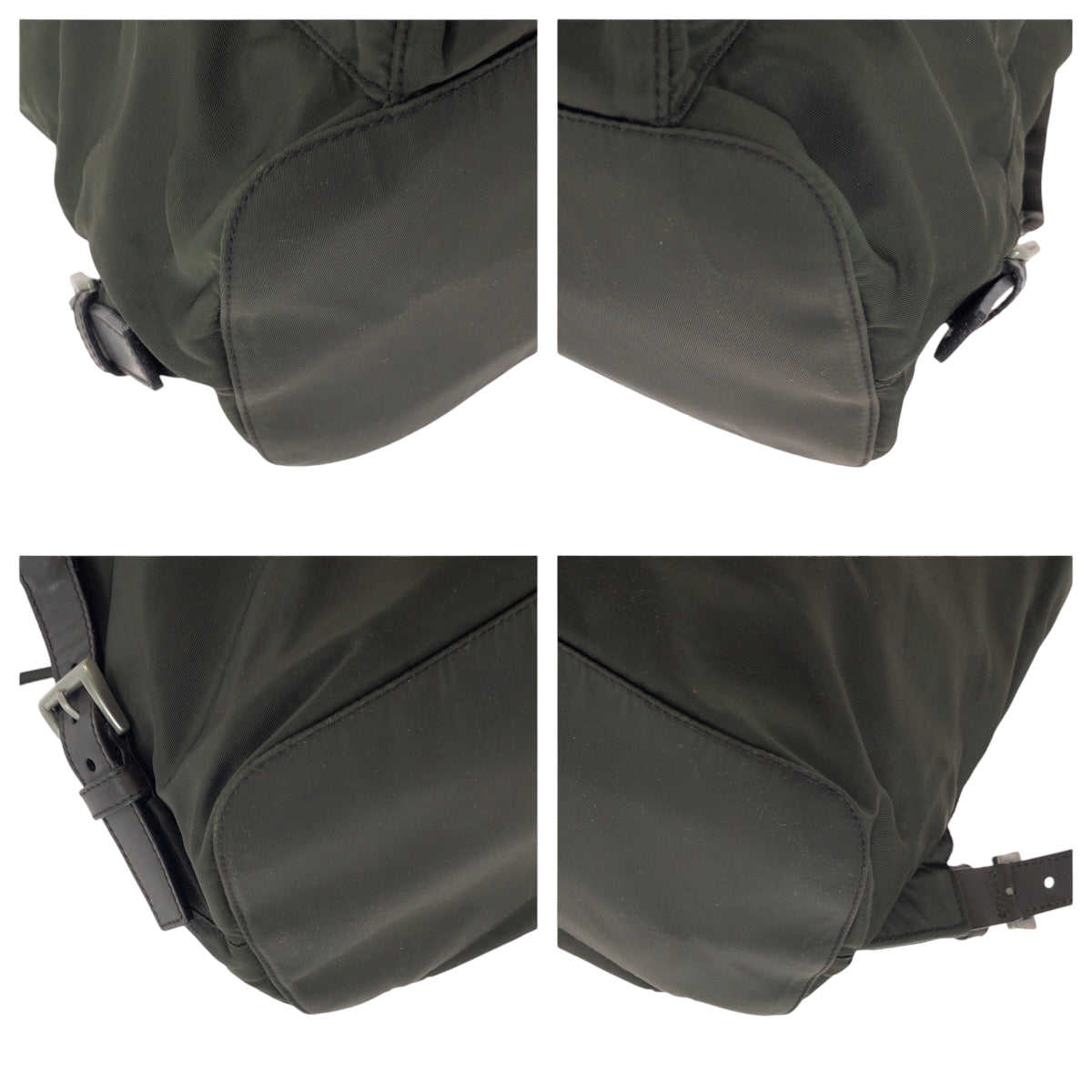 PRADA Backpack Nylon Khaki Brown SilverMetal Backpack Backpack Test Triangle With logo Women