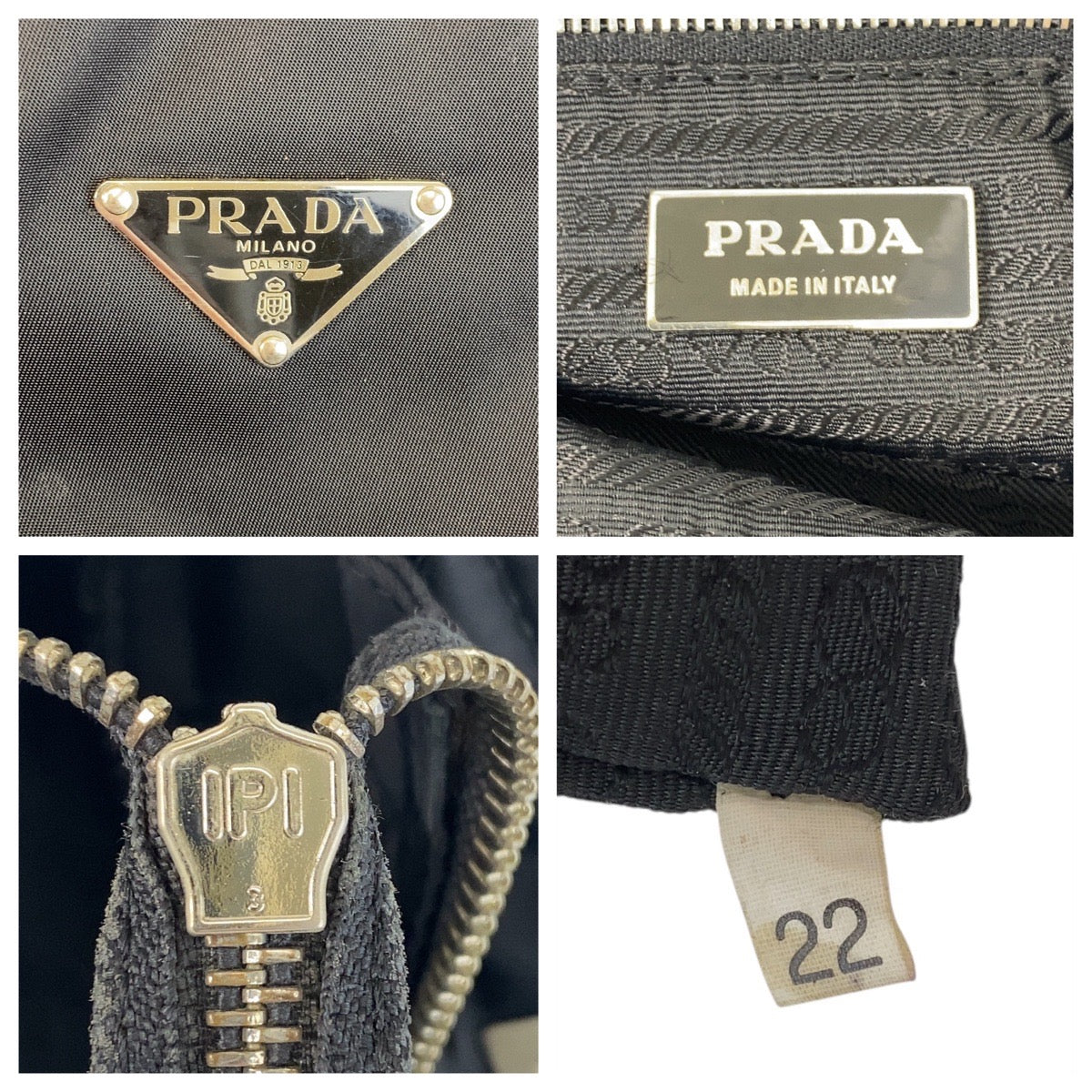 PRADA Tote Bag Nylon, Leather Black SilverMetal Tote Bag Shoulder Bag Test Triangle With logo Women