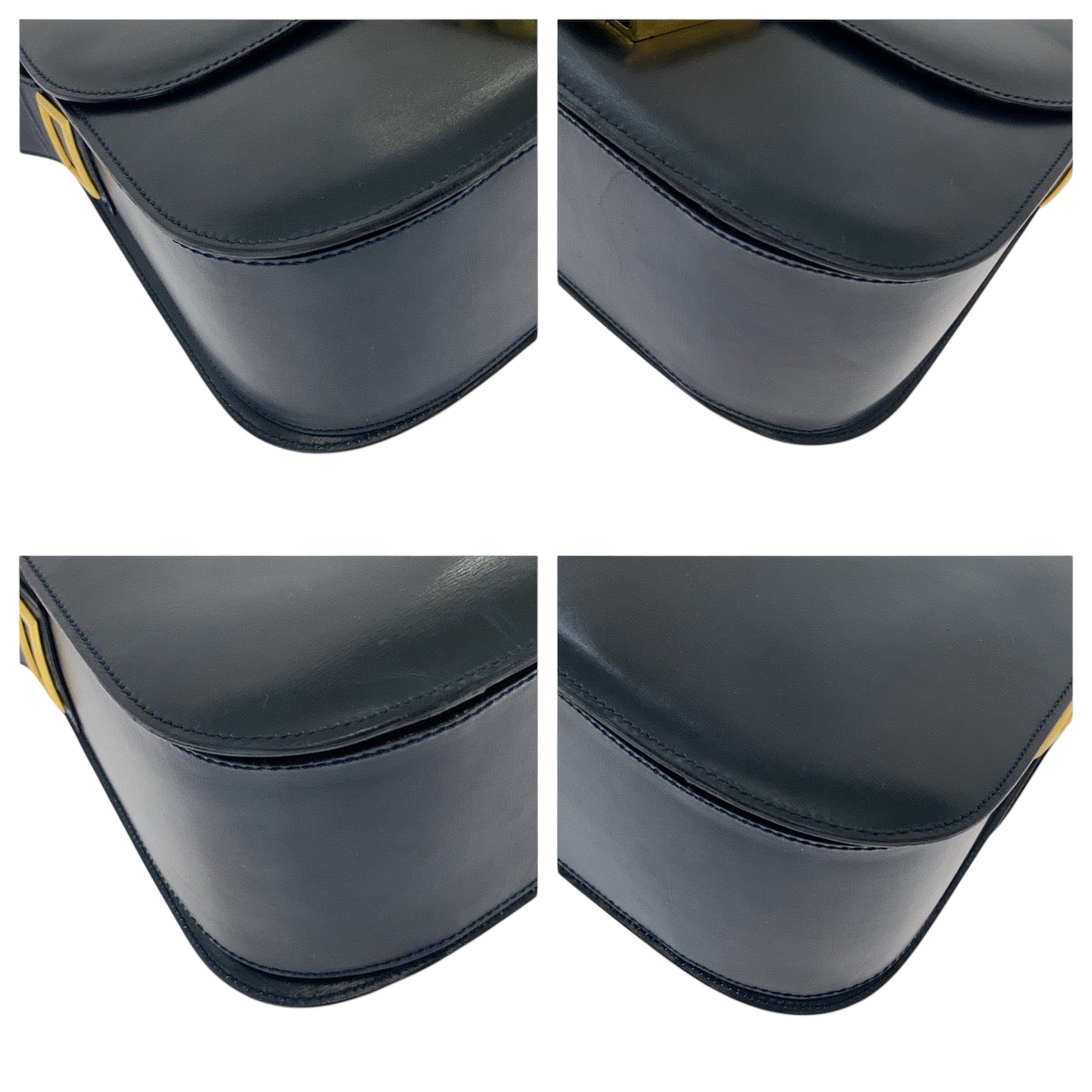 CELINE Shoulder Bag leather Black GoldMetal Shoulder Bag pochette Women