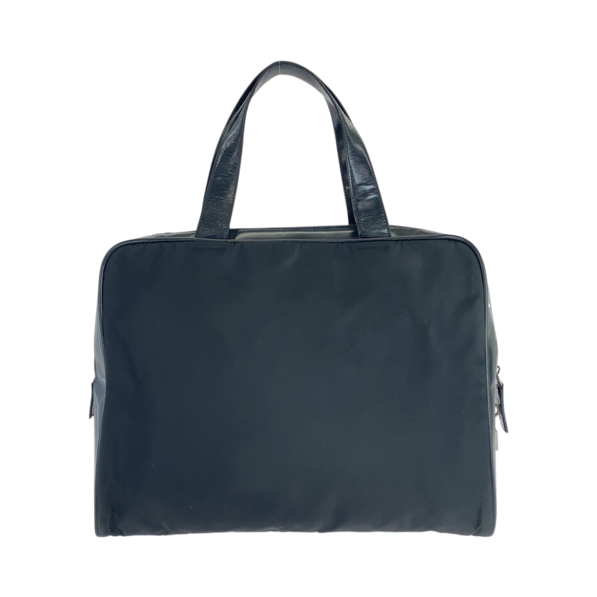 PRADA Tote Bag Nylon Black SilverMetal Tote Bag handbag Test Triangle With logo Women(Unisex)