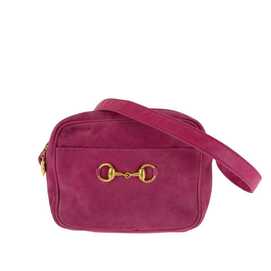 GUCCI Shoulder Bag 007 3444 0221 Suede pink Shoulder Bag pochette Old Gucci Horsebit Women