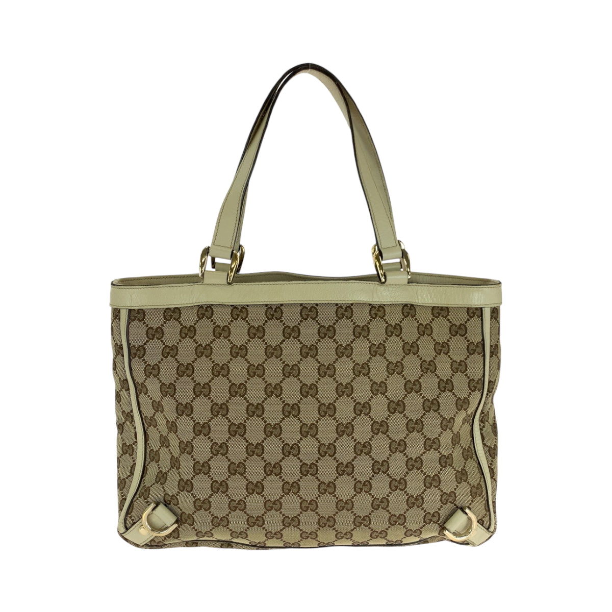 GUCCI Tote Bag 170004 GG canvas Beige Ivory Gold Metal Tote Bag handbag Women