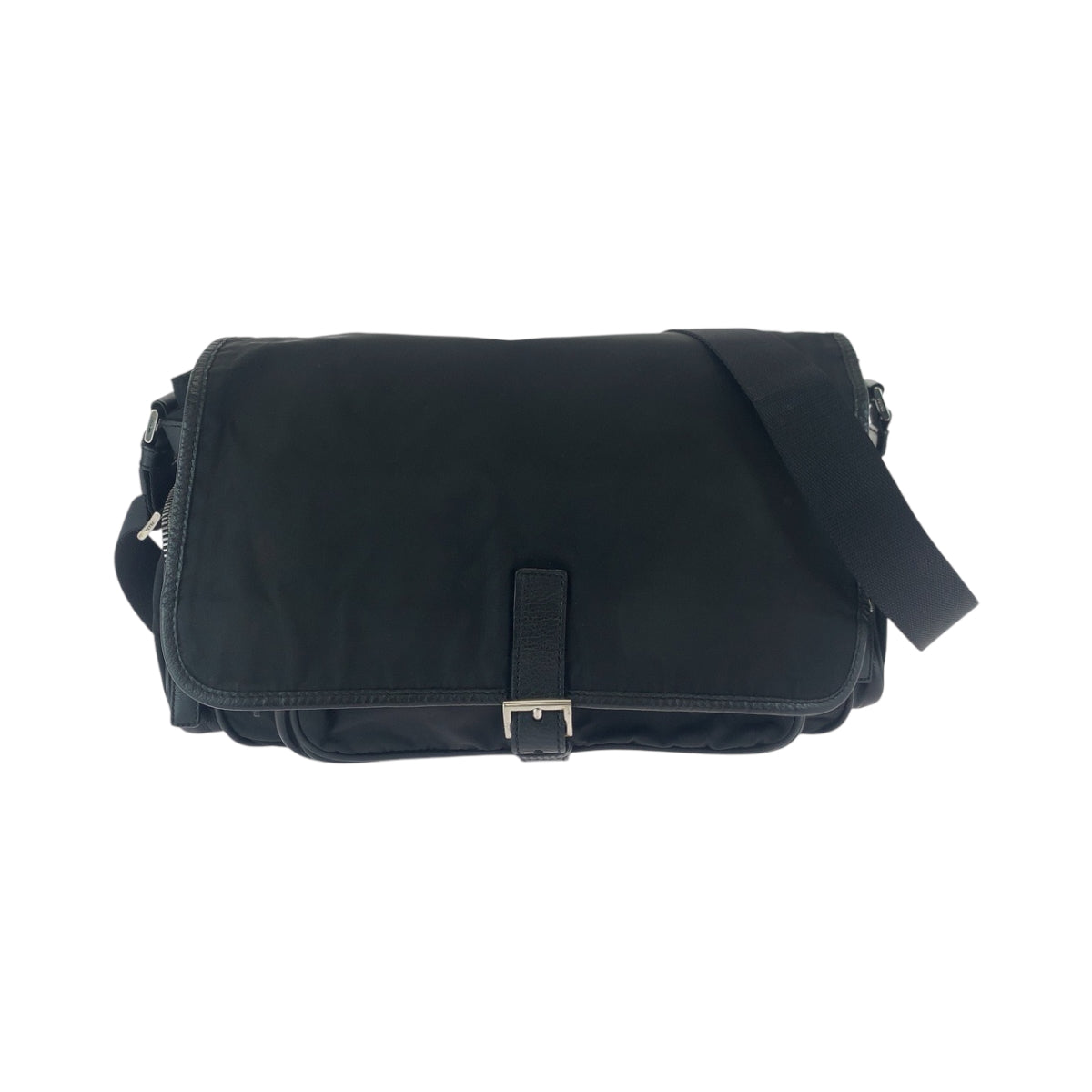 PRADA Shoulder Bag Nylon Black SilverMetal Shoulder Bag Messenger bag Test Triangle With logo mens