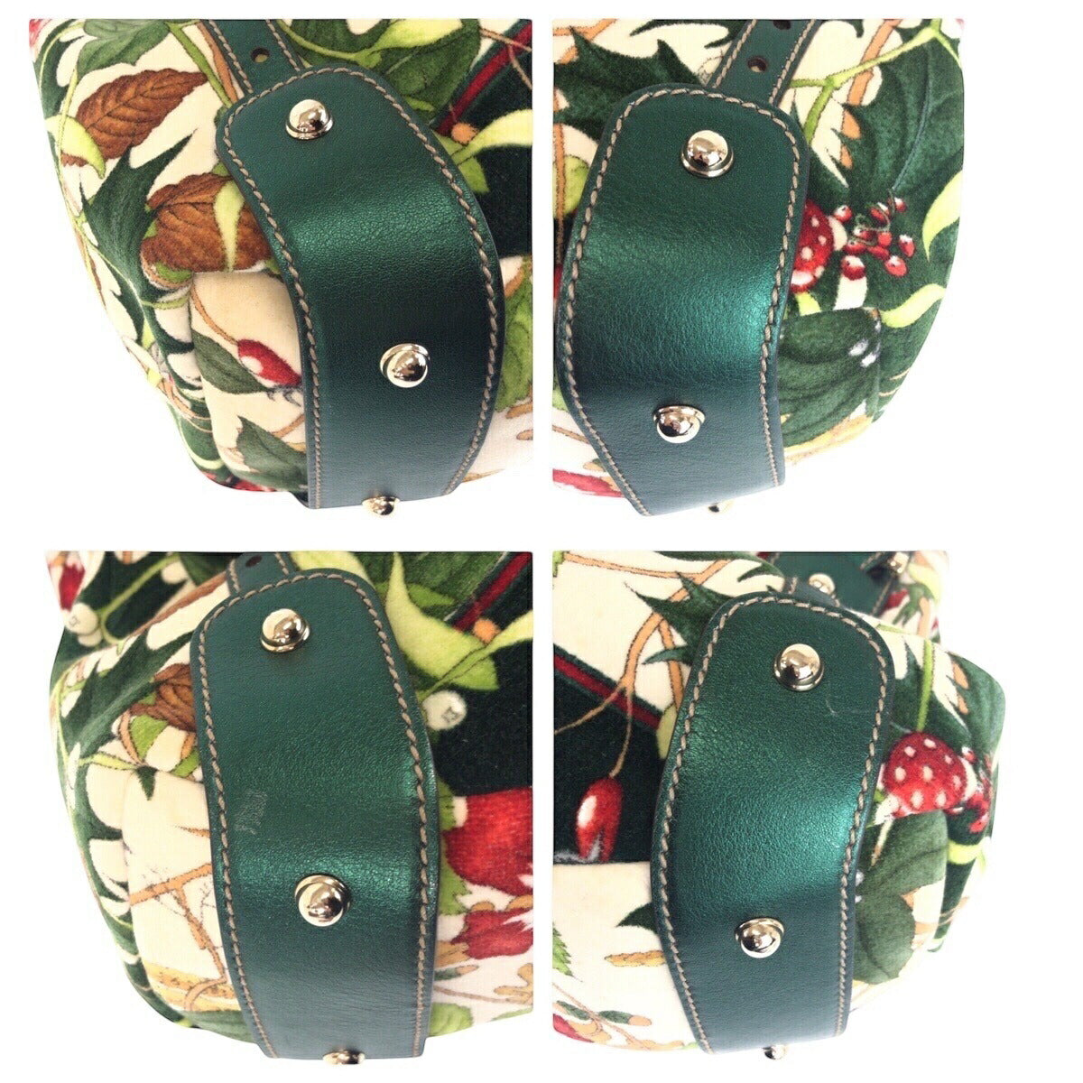 Gucci Velour/Leather Horsebit Floral Print 2way Bag 137621