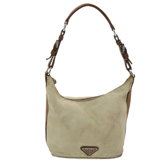 Prada Shoulder Bag Nylon Leather Cream