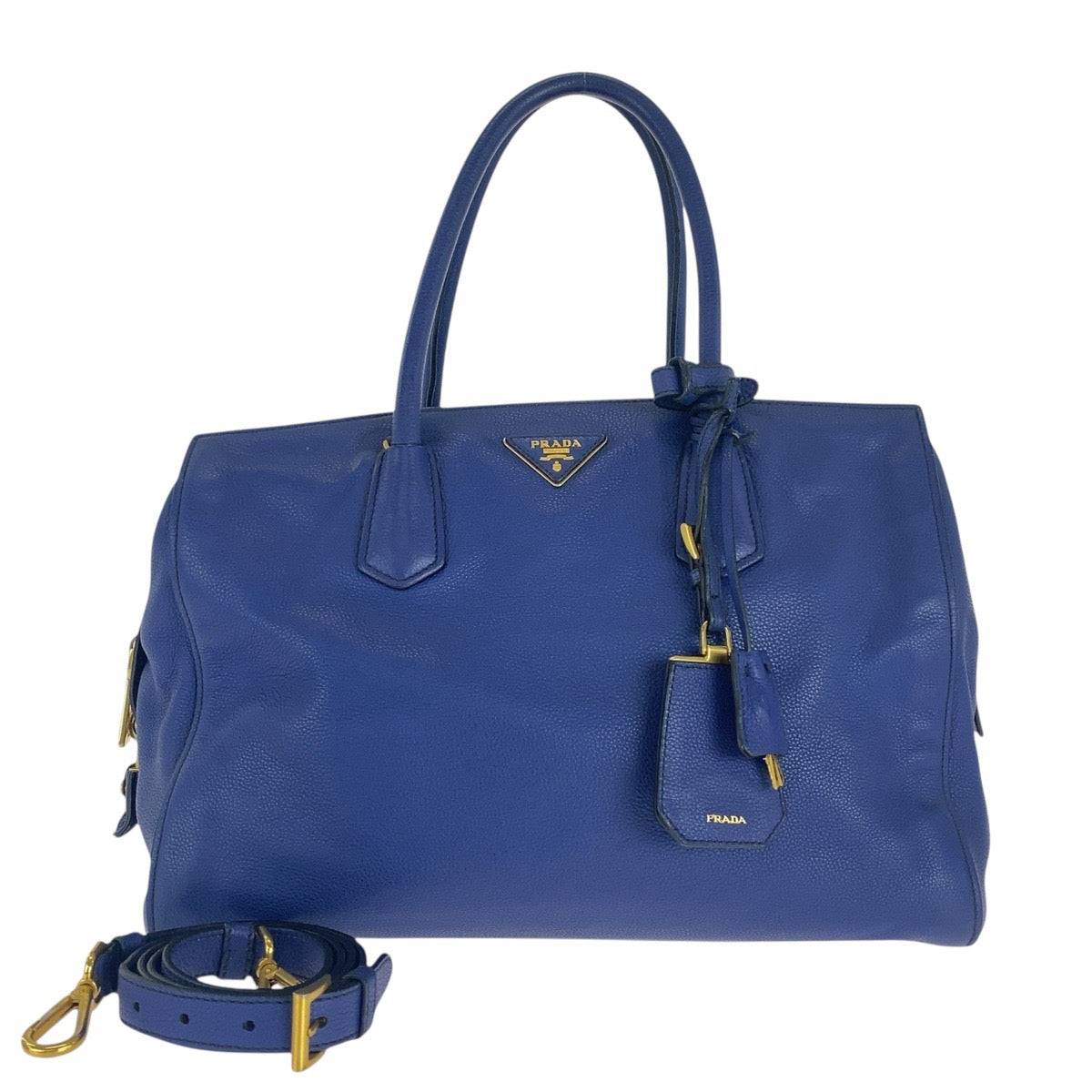 Prada Vitello Grain Triangle Logo Plate 2way Bag 158