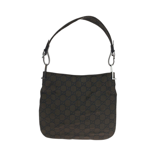 GUCCI Shoulder Bag 001 3166 Nylon Dark Brown SilverMetal One Shoulder Bag Women