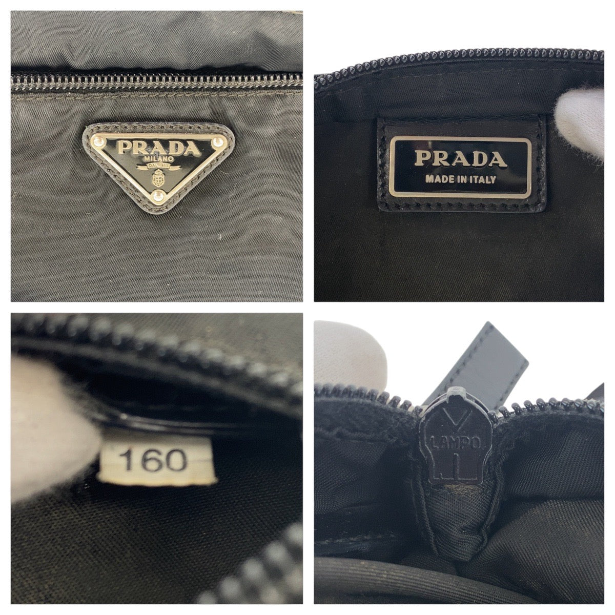 PRADA Shoulder Bag Nylon Black SilverMetal Shoulder Bag pochette Test Triangle With logo Women