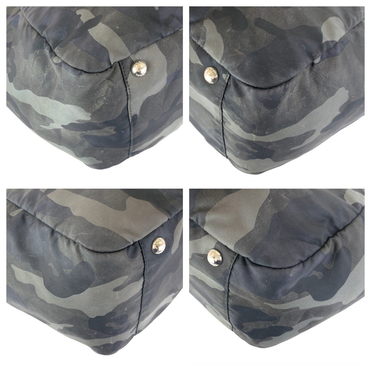 PRADA Tote Bag Nylon Khaki SilverMetal Tote Bag Shoulder Bag 2way Tessuto Camouflage Triangle With logo mens