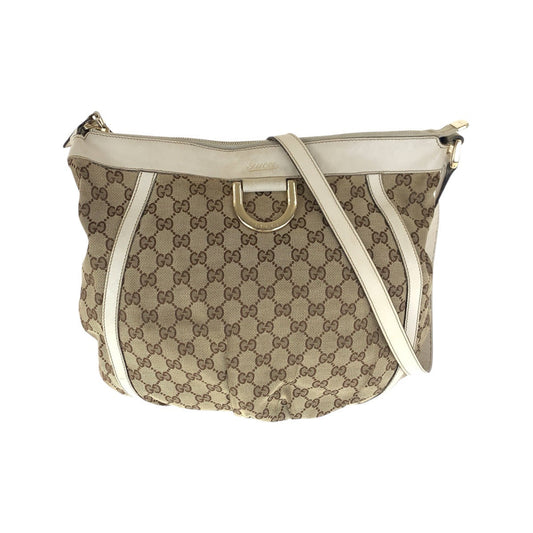GUCCI Shoulder Bag 204940 GG canvas, leather Beige Ivory Gold Metal Shoulder Bag Abbey Women