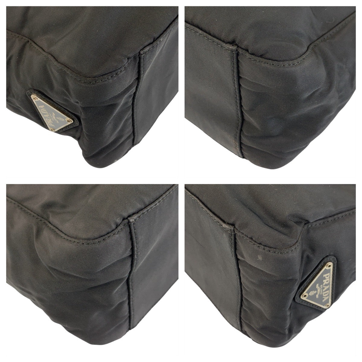 PRADA Tote Bag Nylon Black SilverMetal Tote Bag Shoulder Bag Test Triangle With logo Women