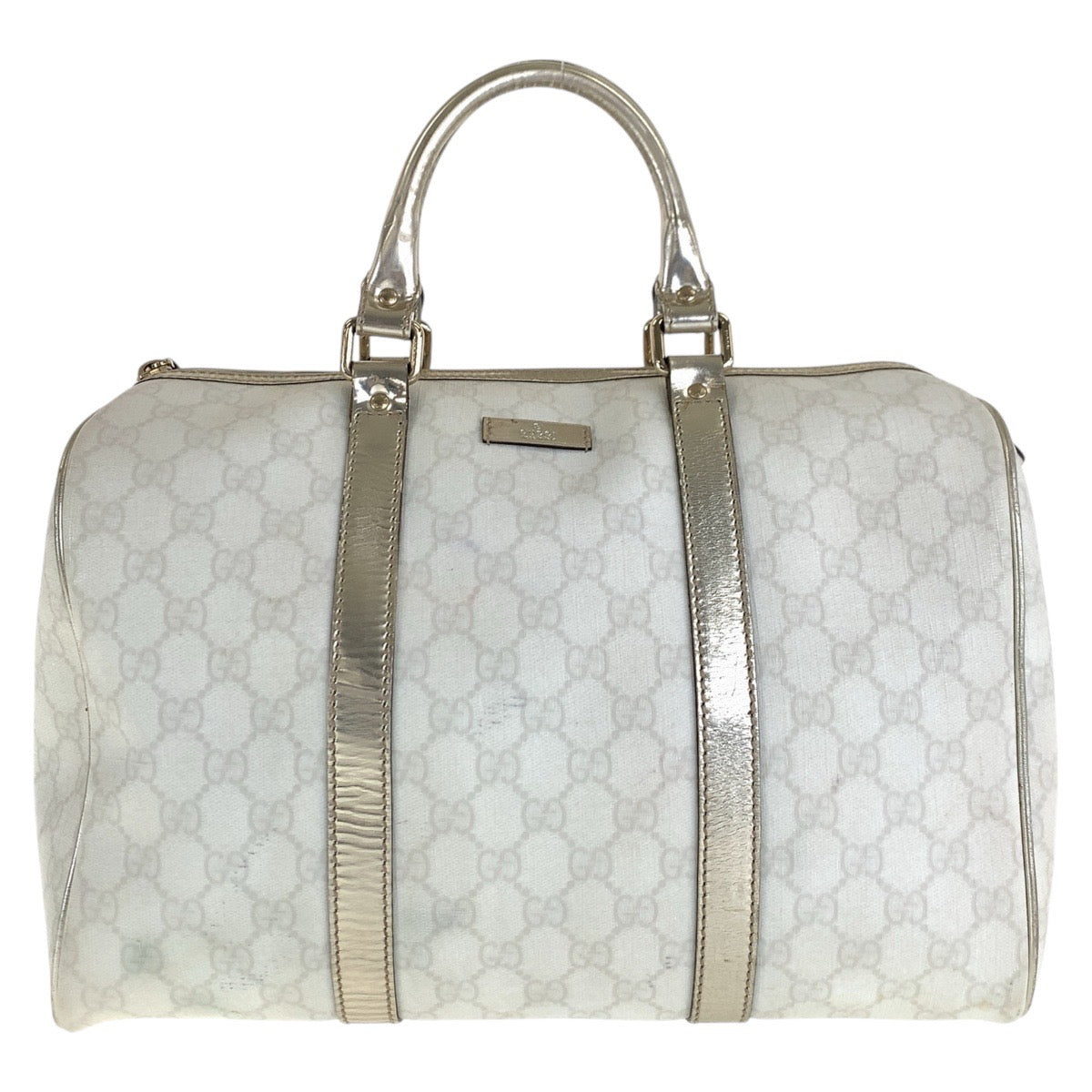 GUCCI Handbag 193603 GG Supreme canvas, leather White gold Handbags Mini Boston Duffel bag Women(Unisex)