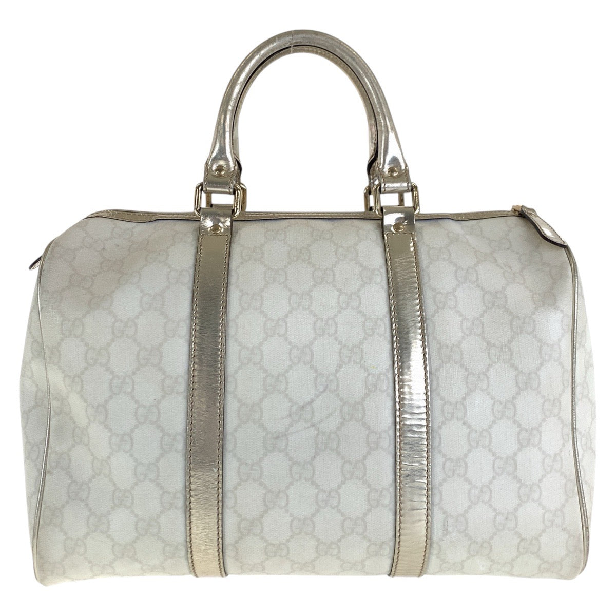 GUCCI Handbag 193603 GG Supreme canvas, leather White gold Handbags Mini Boston Duffel bag Women(Unisex)