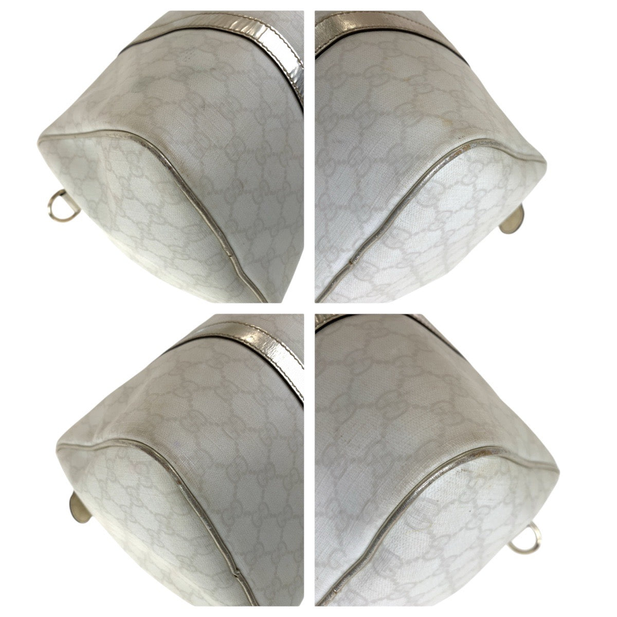 GUCCI Handbag 193603 GG Supreme canvas, leather White gold Handbags Mini Boston Duffel bag Women(Unisex)