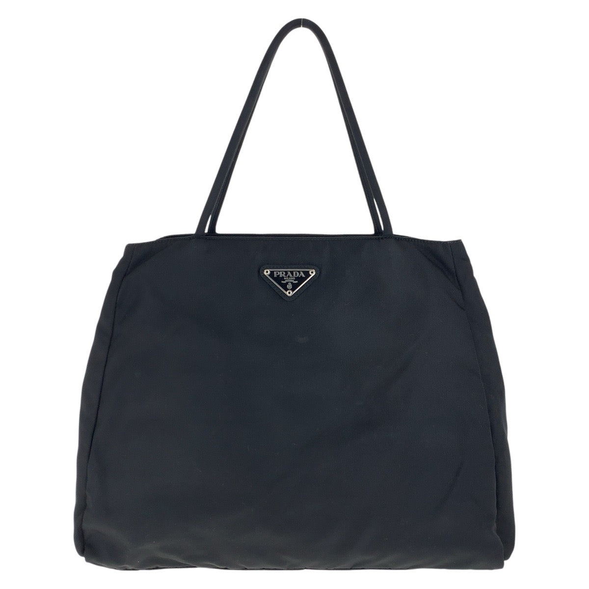 PRADA Tote Bag Nylon Black SilverMetal Tote Bag handbag Test Triangle With logo Women