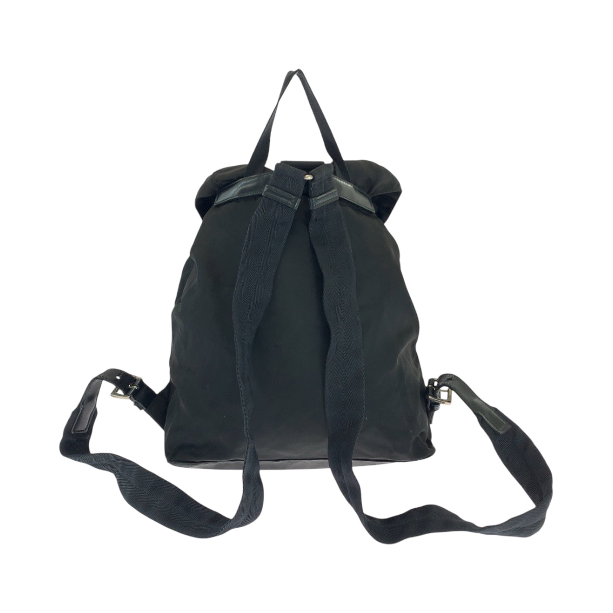 PRADA Backpack Nylon Black SilverMetal Backpack Backpack Test Triangle With logo Women