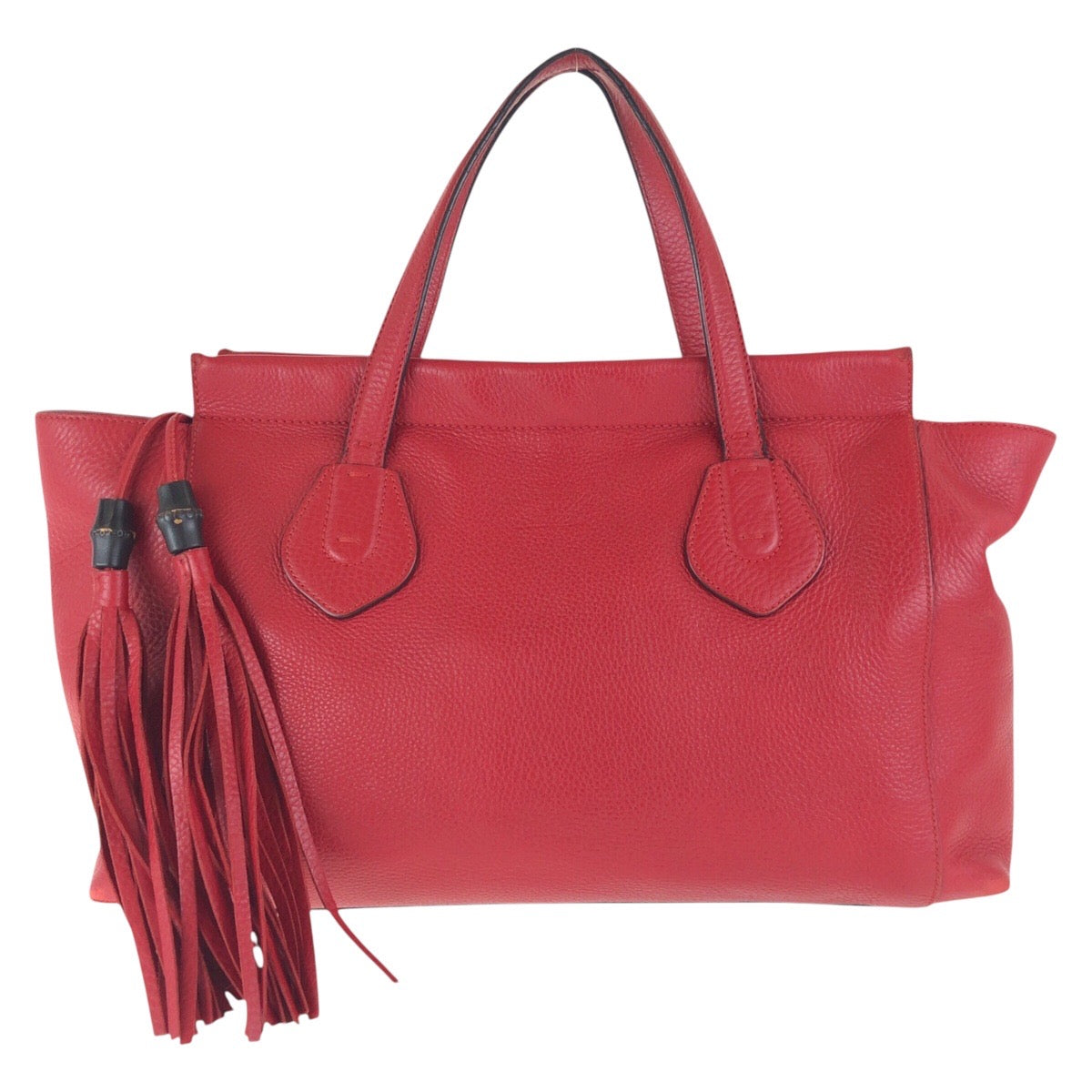 GUCCI Tote Bag 354469 leather Red Gold Metal Tote Bag Shoulder Bag Bamboo Women