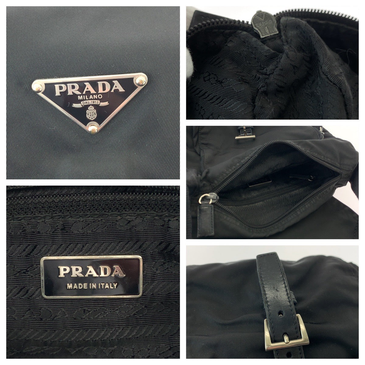PRADA Shoulder Bag Nylon Black SilverMetal Shoulder Bag pochette Test Triangle With logo Women