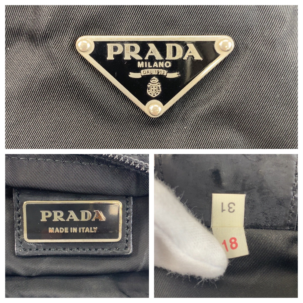 PRADA Shoulder Bag Nylon Black SilverMetal Shoulder Bag pochette Test Triangle With logo Women