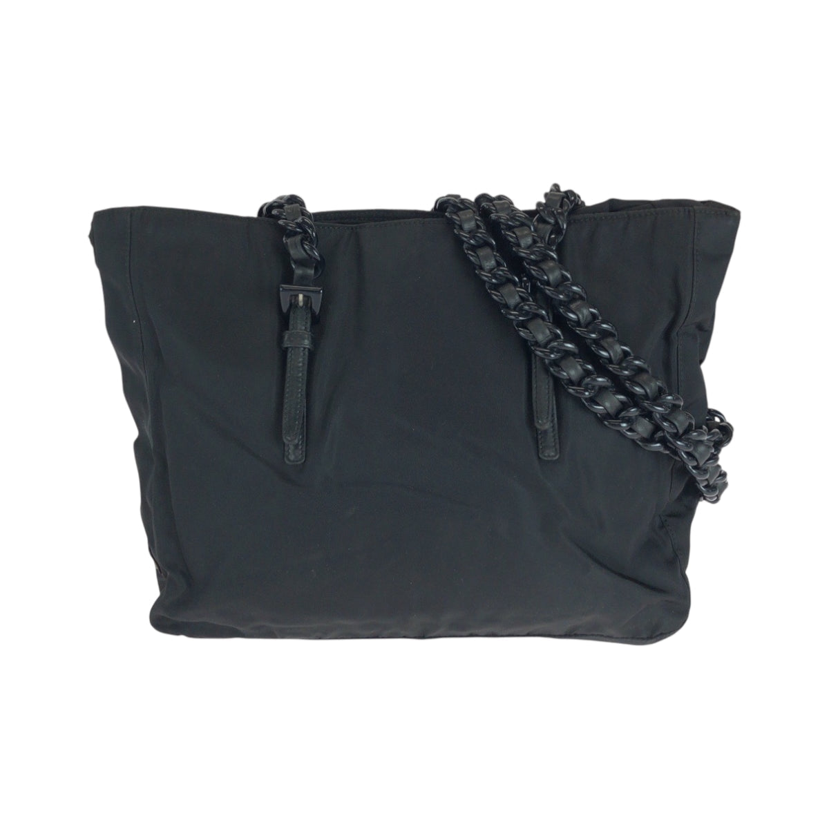 PRADA Tote Bag B7404 Nylon Black SilverMetal ChainTote Bag Shoulder Bag Test Triangle With logo Plastic Chain Women