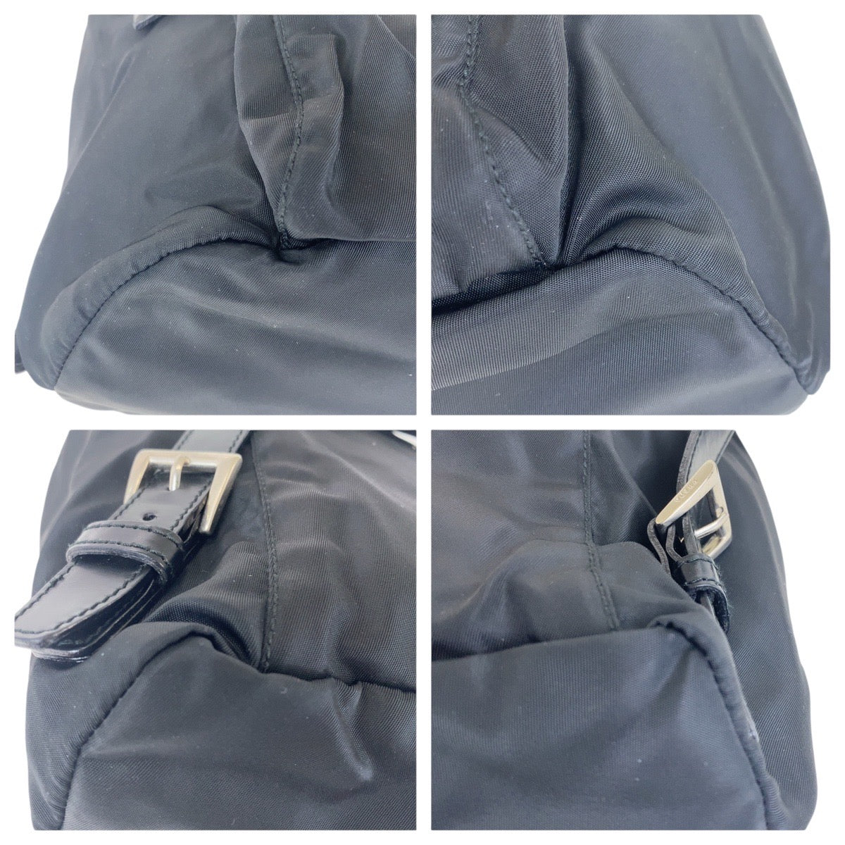 PRADA Backpack Nylon Black SilverMetal Backpack Test Triangle With logo Women