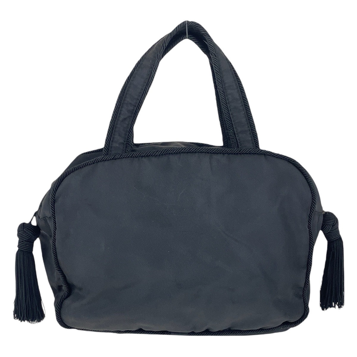 PRADA Handbag Nylon, Beads Black SilverMetal Handbag Tote Bag Test Tassel Women