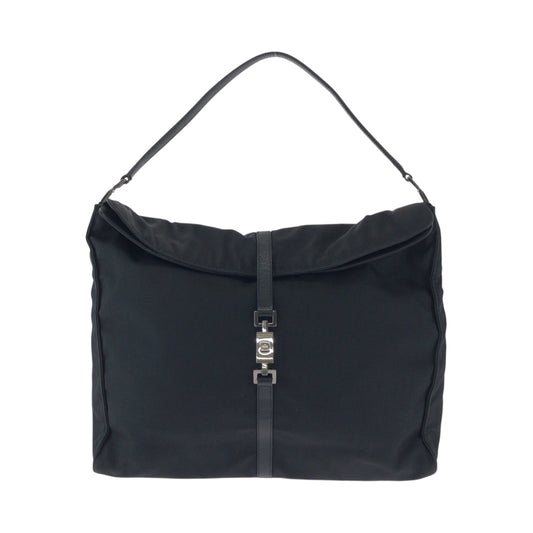 GUCCI Shoulder Bag 001 3348 GG canvas Black SilverMetal Hobo Shoulder Bag Handbag Jackie Women