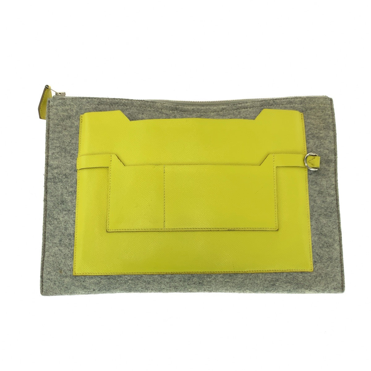 HERMES Clutch bag Felt, Epsom Griclair Yellow Zanzibar Clutch bag business bag Too Doo 37 mens