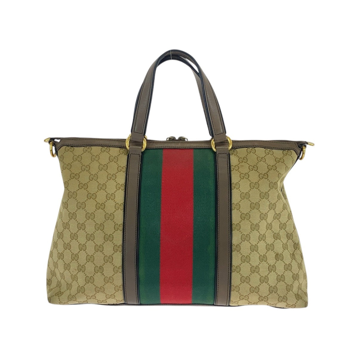 GUCCI Tote Bag 309621 GG canvas, leather Beige Brown Gold Metal Tote Bag Shoulder Bag 2way Sherry line Women