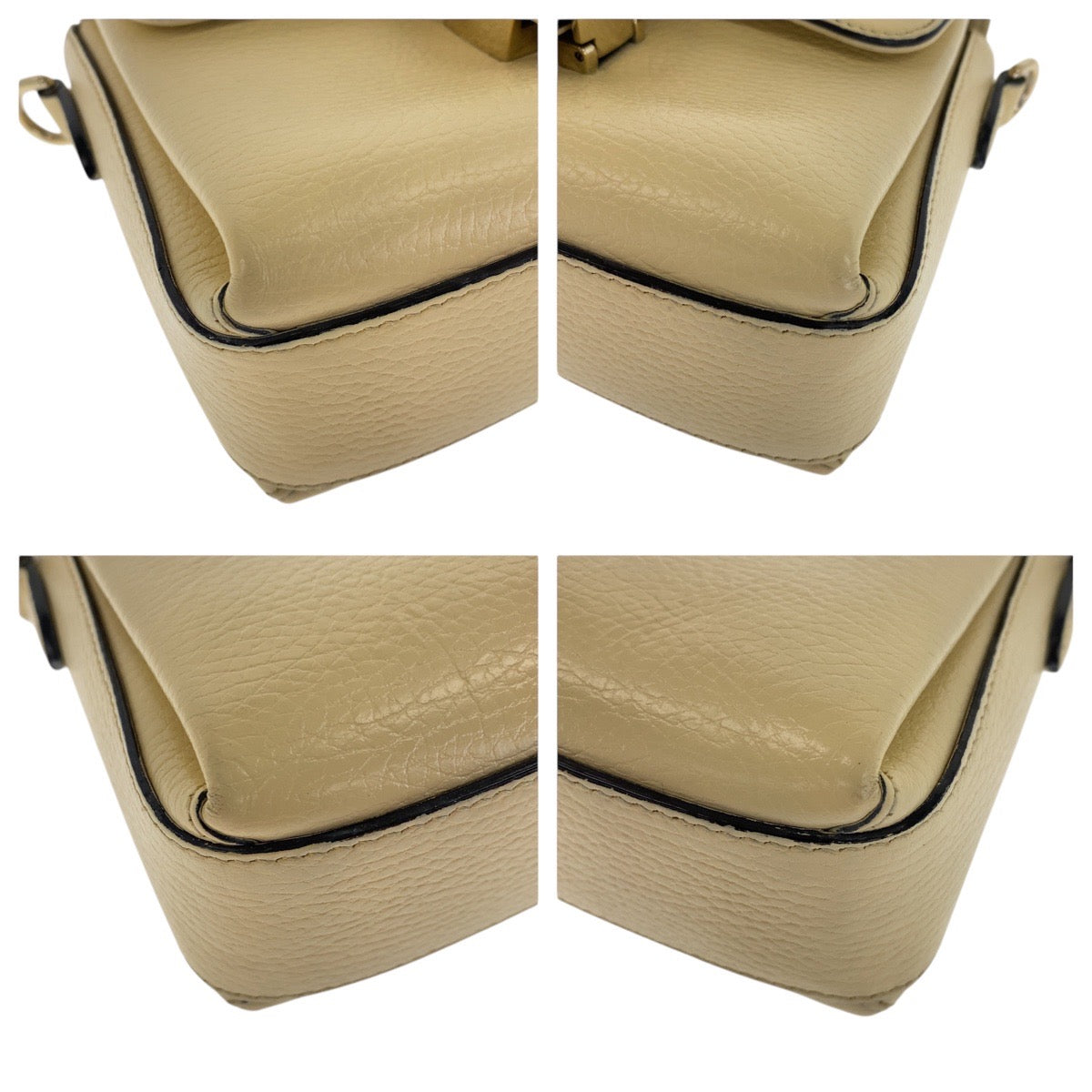 GUCCI Shoulder Bag 607720 leather Ivory Gold Metal Crossbody Chain Shoulder Bag Interlocking Women