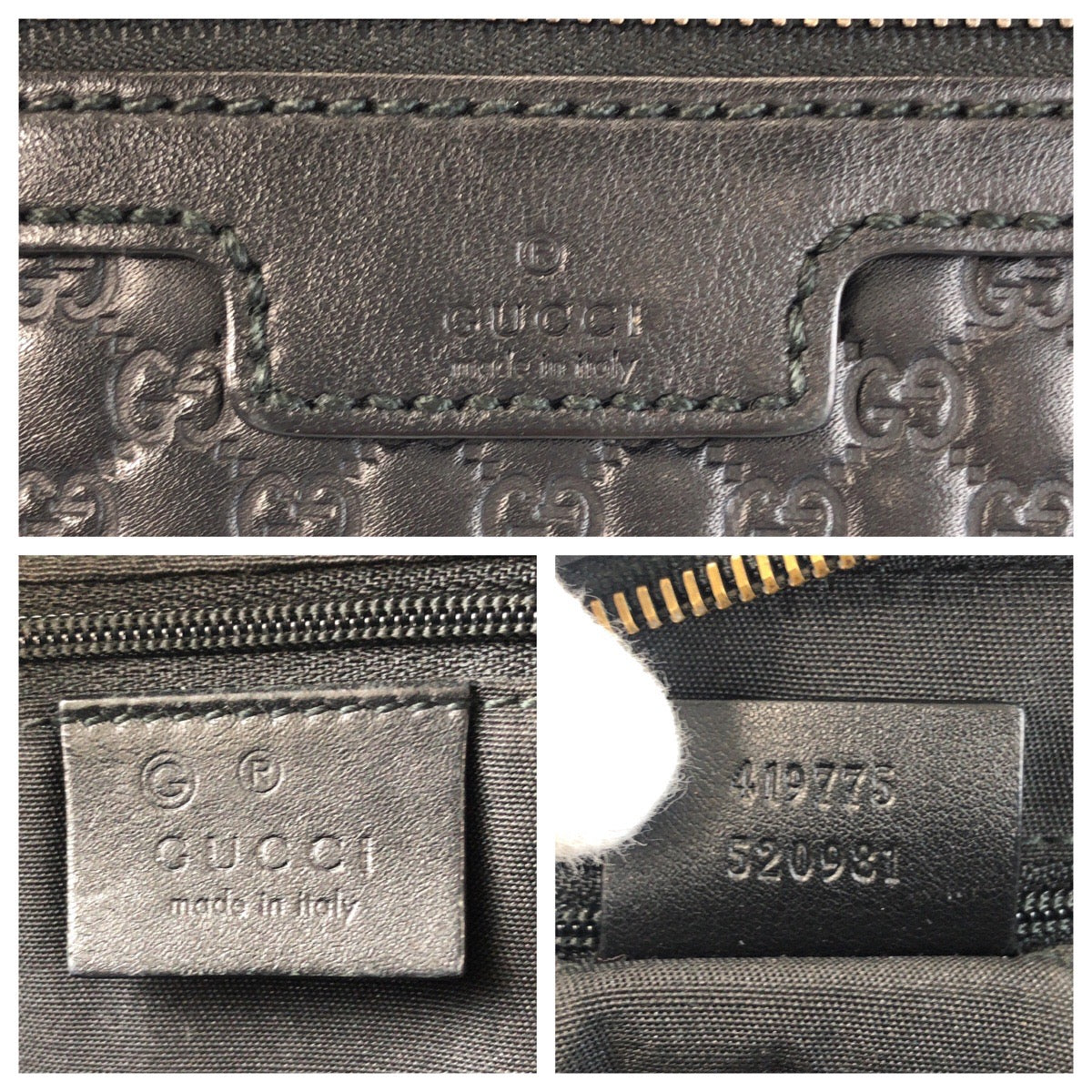 GUCCI business bag 419775 leather Black black business bag clutch bag Micro Guccisima mens
