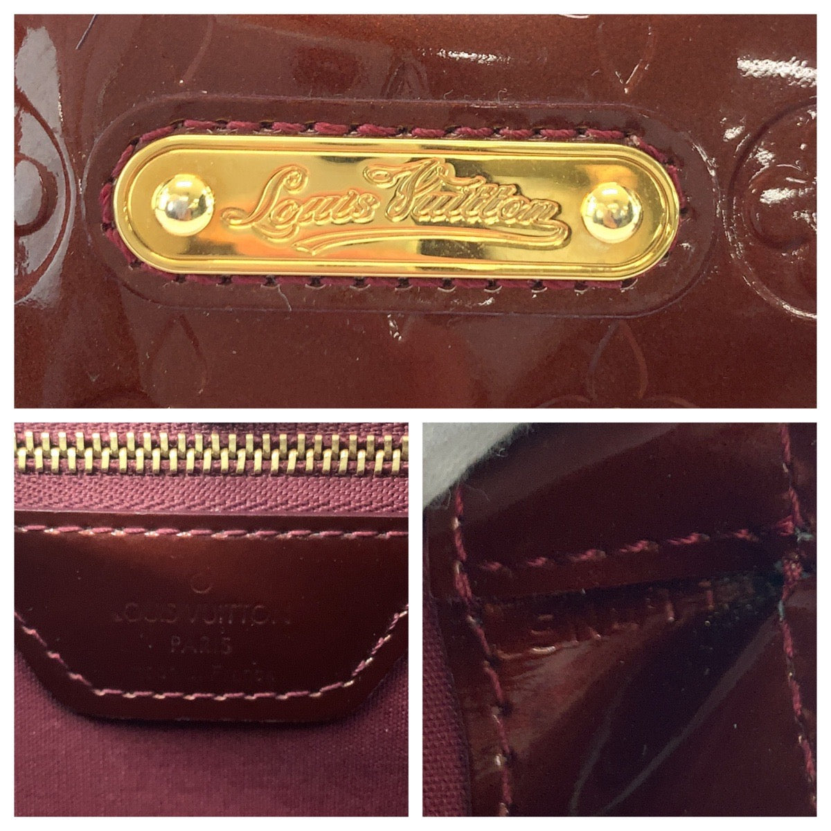 LOUIS VUITTON Handbag Monogram Vernis Amaranth Brown Gold Metal Handbag Tote Bag Monogram Vernis Wilsher PM Women