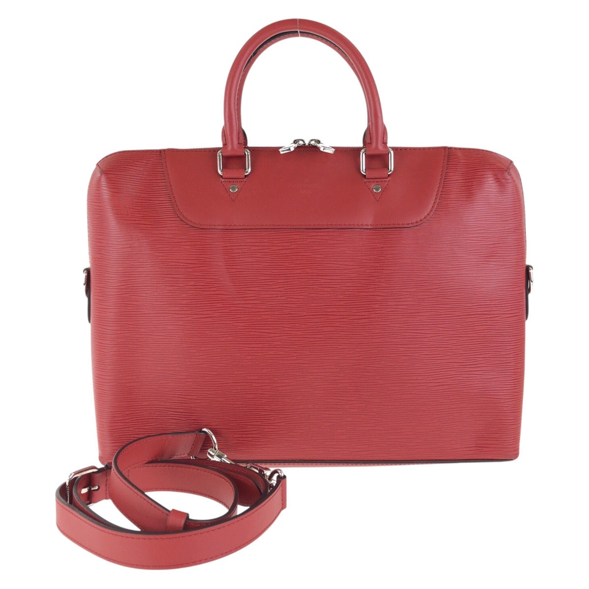 LOUIS VUITTON Business bag leather Castilian Red SilverMetal Business bag Briefcase 2way Epi Porte Documan Jules mens
