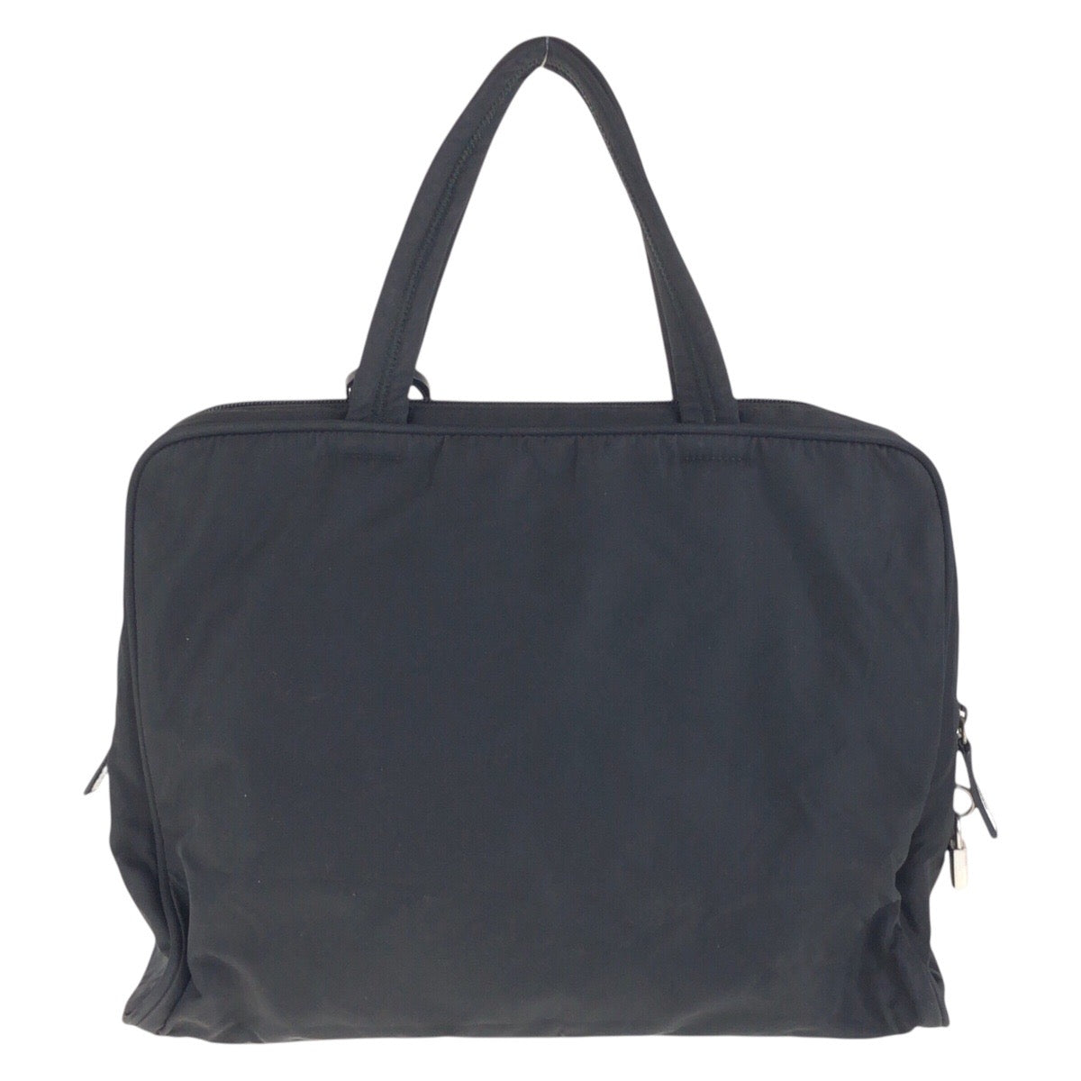 PRADA Tote Bag Nylon Black SilverMetal Tote Bag handbag Test Triangle With logo Women