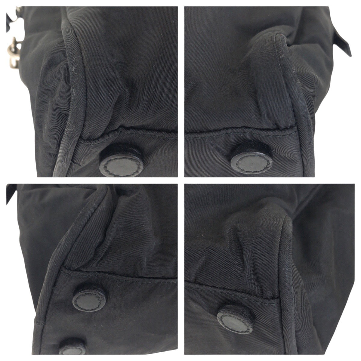 PRADA Tote Bag Nylon Black SilverMetal Tote Bag handbag Test Triangle With logo Women