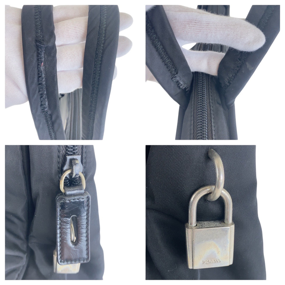 Prada Tessuto Triangle Logo Plate Nylon Handbag