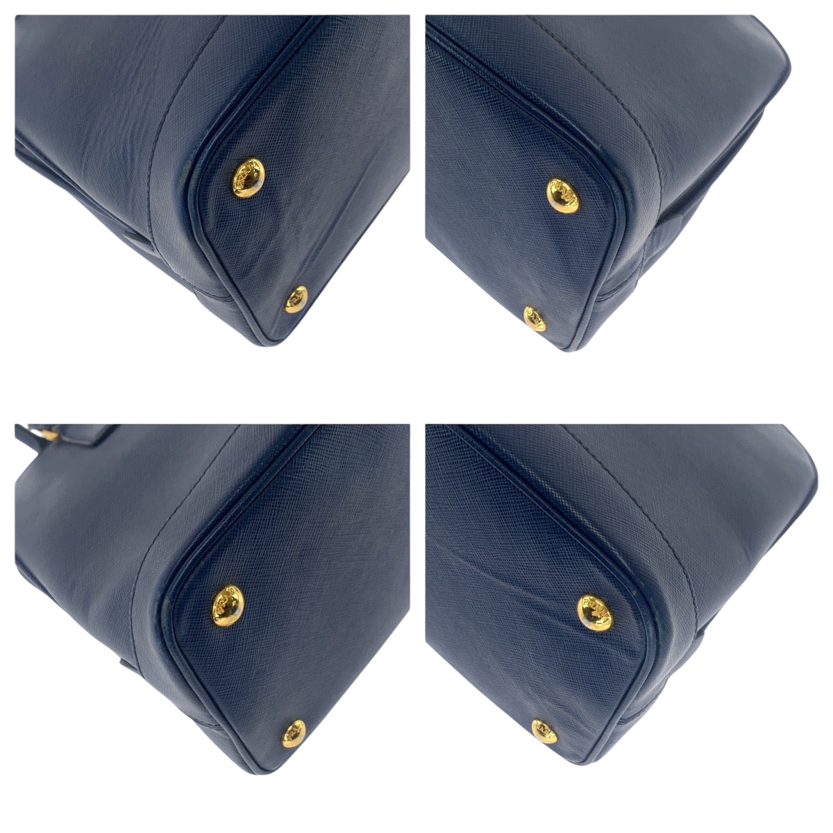 PRADA Shoulder Bag BL0537 leather Blue GoldMetal Shoulder Bag Handbag 2way Safiano Triangle With logo Women