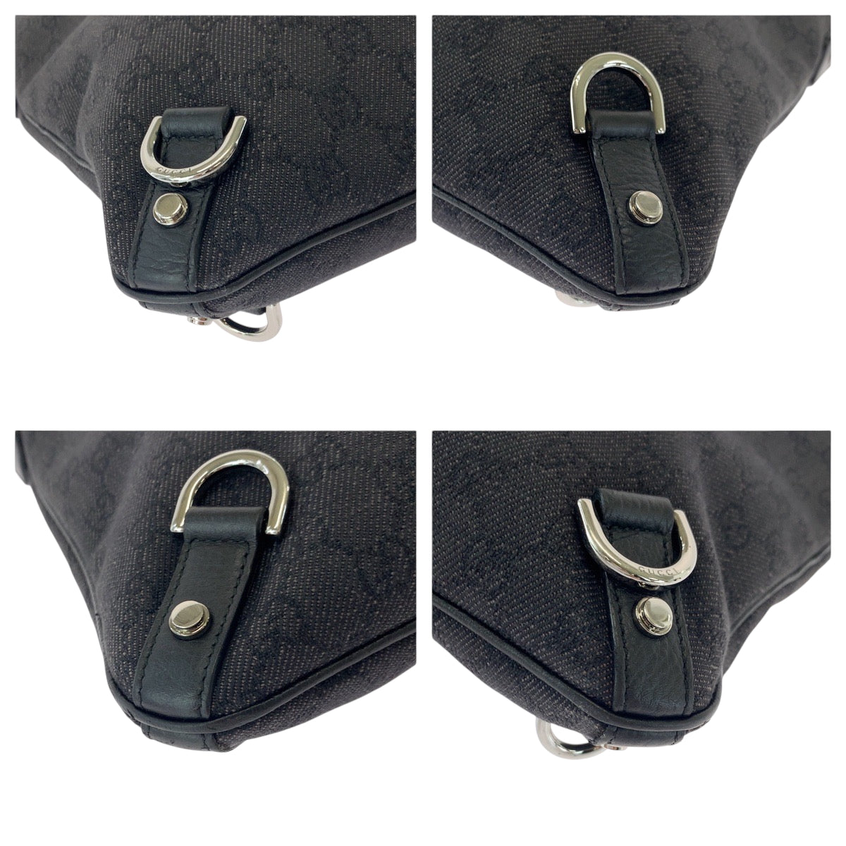 GUCCI Shoulder Bag 268642 GG canvas Black SilverMetal Shoulder Bag pochette Abbey Women